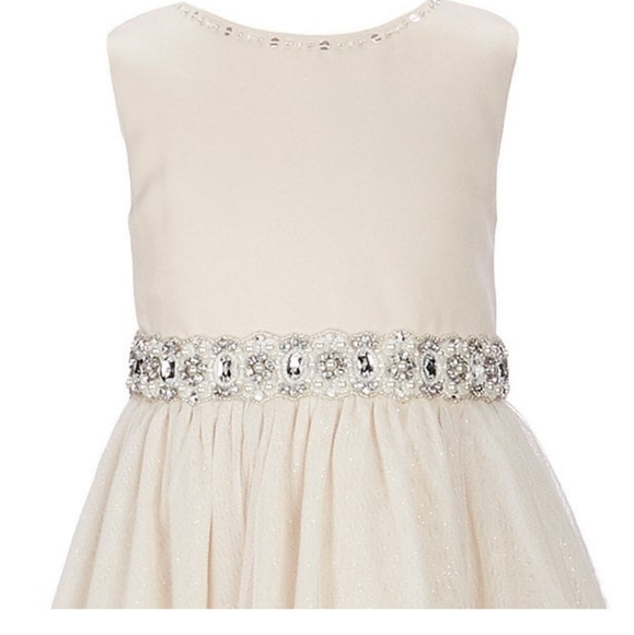 Chantilly Place Big Girls 14 Beaded-Waist Wire-Hem Long Dress wedding  dress - Picture 5 of 16